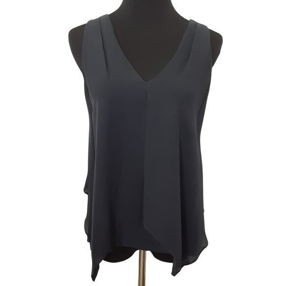 Theory Jantine 100% Silk Layered Tank Top Blouse Womens S Blue/Black Business - Picture 2 of 14
